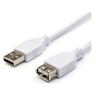 Кабель Atcom USB - USB V 2.0 (M/F), подовжувач, 0.8 м, білий (3788) 3788 фото