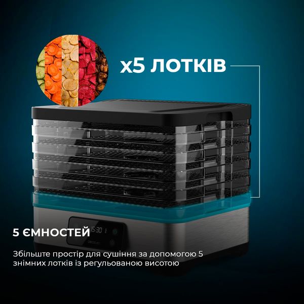 Сушарка для для овочів і фруктів CECOTEC VitaDry Pro 488051 фото