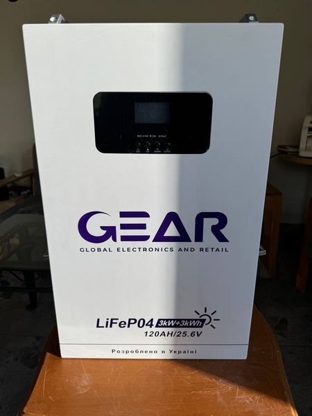 Комплект резервного живлення GEAR інвертор 3кВт + батарея 3кВт, дбж, акумулятори для дому, офісу