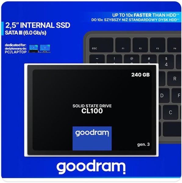 Накопичувач SSD 240GB GOODRAM CL100 GEN.3 2.5" SATAIII 3D TLC (SSDPR-CL100-240-G3) 304152 фото