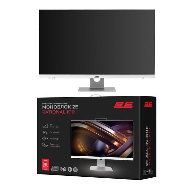 Комп'ютер персональний моноблок 2E Rational K10 27" FHD IPS Intel i3-12100, 16Gb, F512GB, UMA, B660, K10.660, 150W, FreeDos, білий