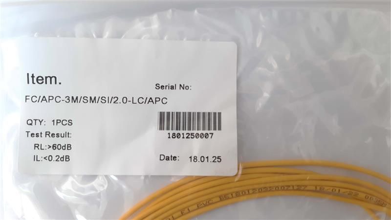 Патчкорд Abee LC/APC-FC/APC simplex, G657A, 2.0mm, 3m LC/APC-FC/APC simplex, G657A, 2.0mm, 3m фото