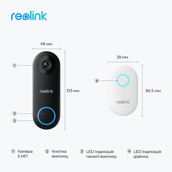 Відеодзвінок Reolink Video Doorbell WiFi Reolink Video Doorbell WiFi фото