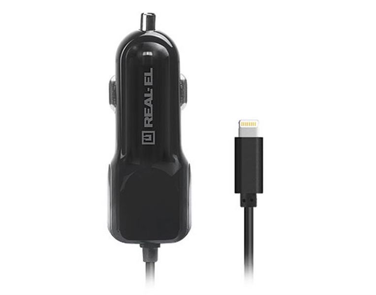 Автомобільний зарядний пристрій REAL-EL CA-17 (2USB, 2.1A) Black + кабель Lightning EL123160010 фото