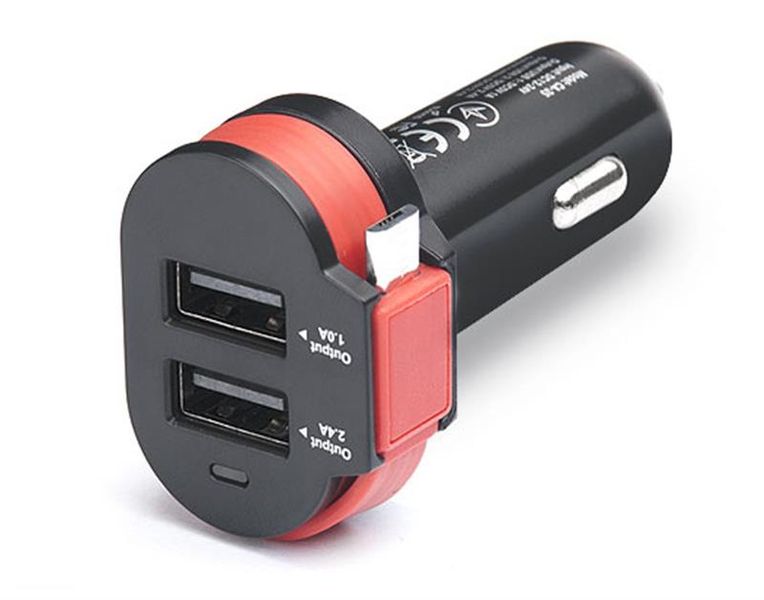 Автомобільний зарядний пристрій REAL-EL CA-35 (3USBx3.4A) Black/Orange + кабель microUSB EL123160012 фото