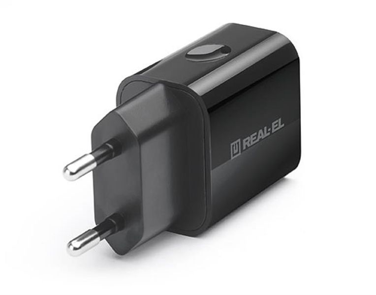 Мережевий зарядний пристрій REAL-EL CH-210 (2USB, 2.1A) Black EL123160014 фото