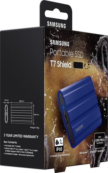 Накопичувач зовнішній SSD 2.5" USB 2.0TB Samsung T7 Shield Blue (MU-PE2T0R/EU) 455740 фото