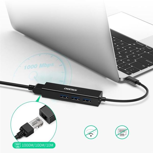 Мережевий адаптер Choetech HUB-U02 4-In-1 USB-C to RJ45 HUB-U02 фото