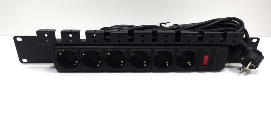 Блок розеток CSV 1,5U 19" на 6 розеток з вимикач. PDU 220В, 10А, 3м, Schuko CSV-6-10-3 17816 фото