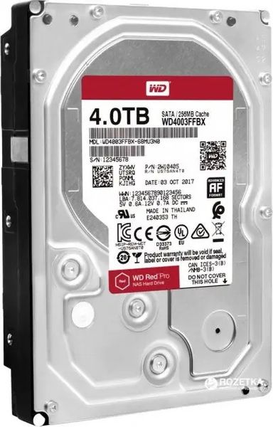 Накопичувач HDD SATA 4.0TB WD Red Pro NAS 7200rpm 256MB (WD4003FFBX) WD4003FFBX фото