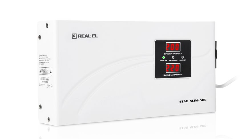 Стабілізатор REAL-EL STAB SLIM-500 White EL122400006 фото