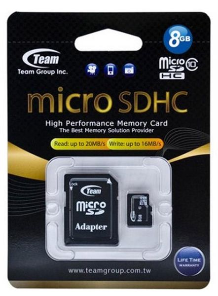 Карта пам`ятi MicroSDHC 8GB Class 10 Team + SD-adapter (TUSDH8GCL1003)- 24019 фото