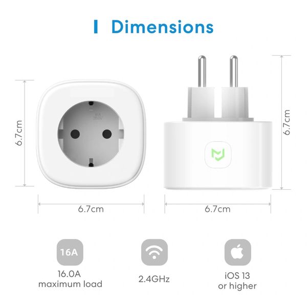 Розумна Wi-Fi розетка (1 pack) Meross MSS210HK(EU) MSS210HK(EU) фото