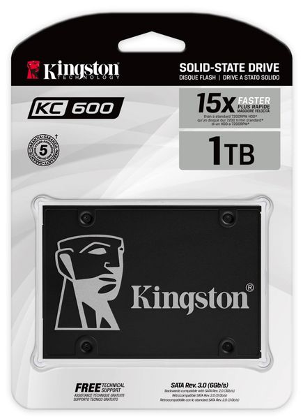 Накопичувач SSD 1TB Kingston KC600 2.5" SATAIII 3D TLC (SKC600/1024G) SKC600/1024G фото