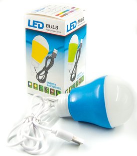 USB-світильник з LED-лампочкою Dengos, шнур ~1м, 5V, 5W, Blue (LED-BULB-5V5W-BLUE) LED-BULB-5V5W-BLUE фото