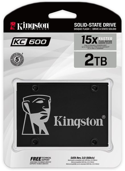 Накопичувач SSD 2TB Kingston KC600 2.5" SATAIII 3D TLC (SKC600/2048G) SKC600/2048G фото