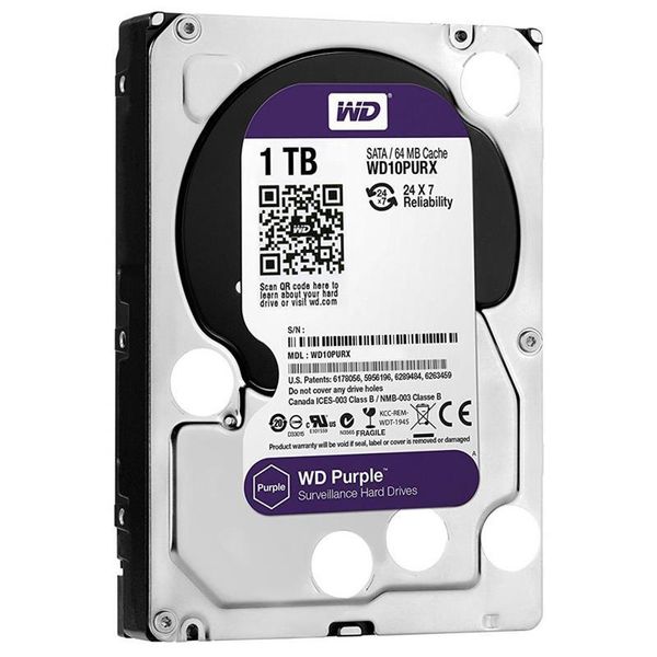 Накопичувач HDD SATA 1.0TB WD Purple 5400rpm 64MB (WD10PURZ) 181643 фото