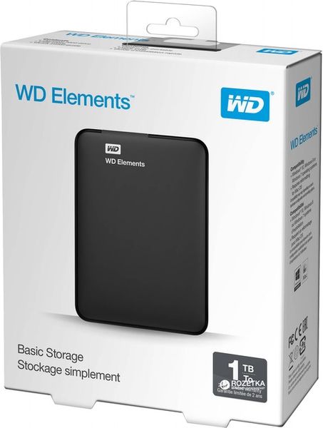 Зовнішній жорсткий диск 2.5" USB 1.0TB WD Elements Black (WDBUZG0010BBK-WESN) WDBUZG0010BBK-WESN фото