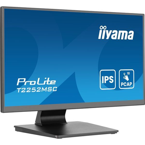 IIYAMA 21.5" 16:9 IPS сенсорний РК монітор, 1920х1080, проекційно-ємністна технологія, 1xHDMI/1xDP/2xUSB 3. (T2252MSC-B2AG)
