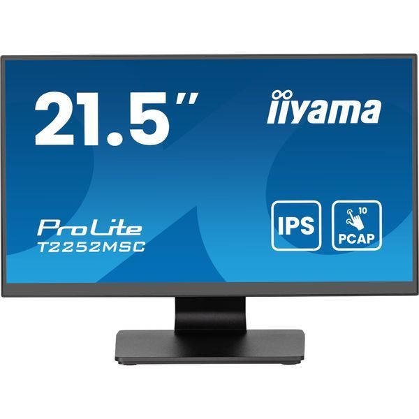 IIYAMA 21.5" 16:9 IPS сенсорний РК монітор, 1920х1080, проекційно-ємністна технологія, 1xHDMI/1xDP/2xUSB 3. (T2252MSC-B2AG)