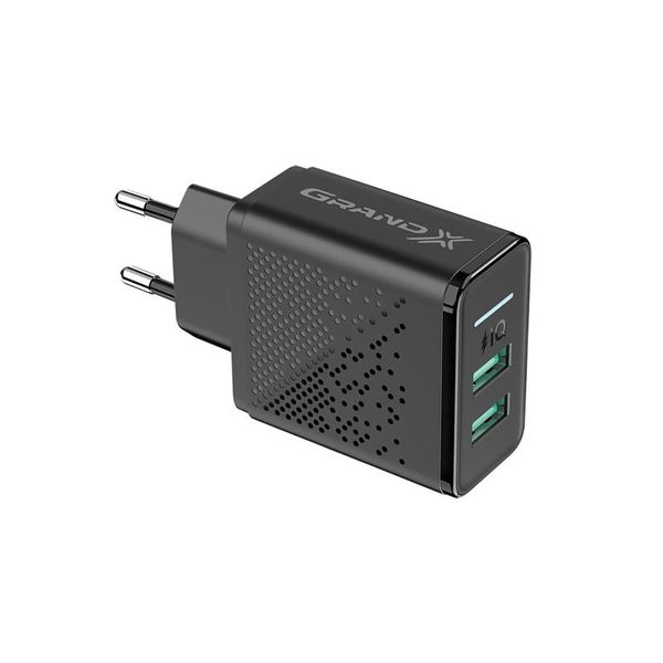 Мережевий зарядний пристрій Grand-X (2xUSB 3.1А) Black (CH-60) 298843 фото