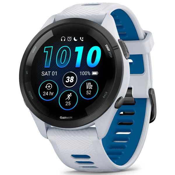 Смарт-годинник Garmin Forerunner 265 Black Bezel with Whitestone Case and Whitestone/Tidal Blue Silicone Band (010-02810-51) 010-02810-51 фото