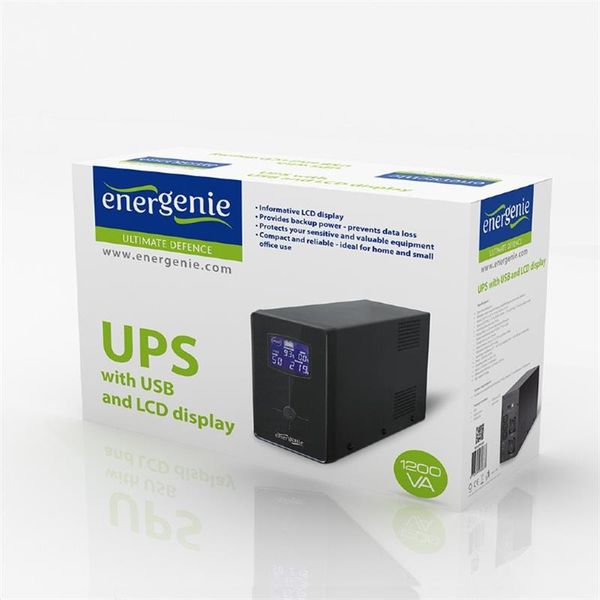 Джерело безперебійного живлення EnerGenie EG-UPS-033 1200VA LCD, USB, метал 112329 фото