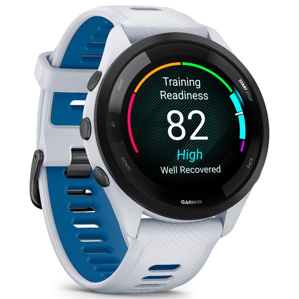 Смарт-годинник Garmin Forerunner 265 Black Bezel with Whitestone Case and Whitestone/Tidal Blue Silicone Band (010-02810-51) 010-02810-51 фото