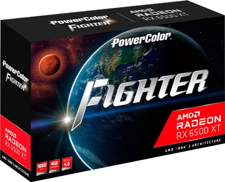 Відеокарта AMD Radeon RX 6500 XT 4GB GDDR6 Fighter PowerColor (AXRX 6500 XT 4GBD6-DH/OC) AXRX 6500 XT 4GBD6-DH/OC фото