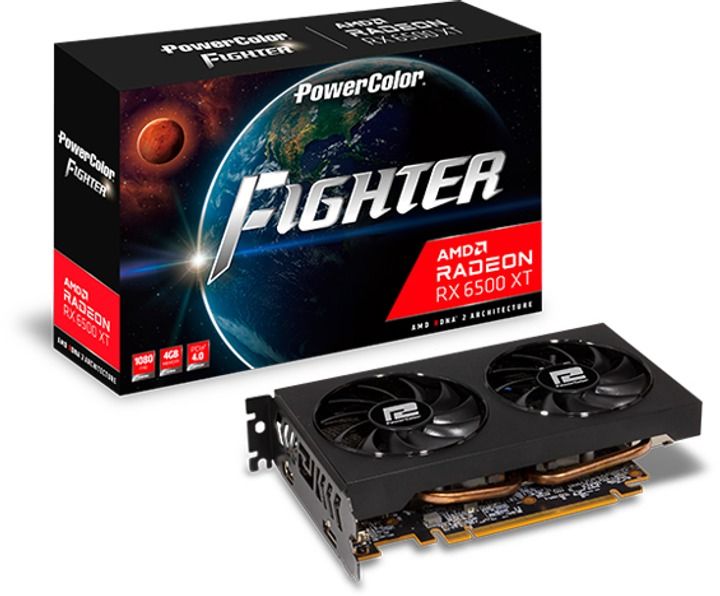 Відеокарта AMD Radeon RX 6500 XT 4GB GDDR6 Fighter PowerColor (AXRX 6500 XT 4GBD6-DH/OC) AXRX 6500 XT 4GBD6-DH/OC фото