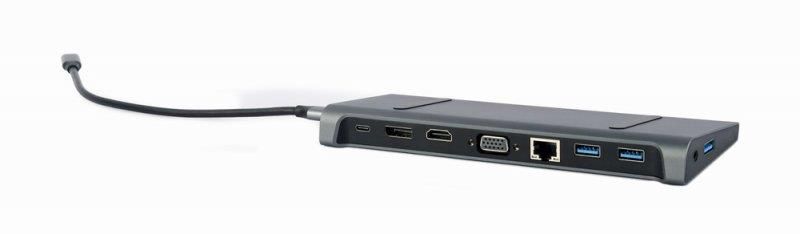 Док-станція Cablexpert USB-C 9-в-1 (A-CM-COMBO9-02) USB-хаб + HDMI/VGA/PD/LAN/3.5-мм аудіо A-CM-COMBO9-02 фото