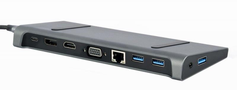 Док-станція Cablexpert USB-C 9-в-1 (A-CM-COMBO9-02) USB-хаб + HDMI/VGA/PD/LAN/3.5-мм аудіо A-CM-COMBO9-02 фото