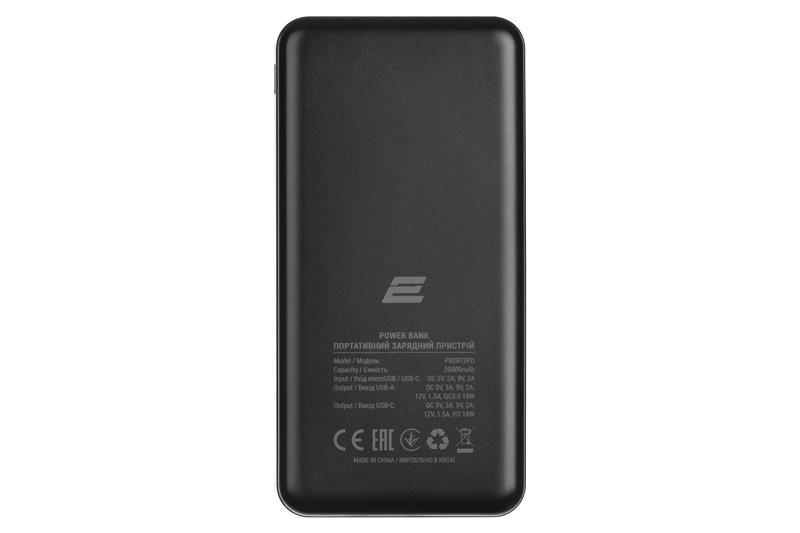 Універсальна мобільна батарея 2E Geometry PD+QC 3.0 20000mAh Black (2E-PB2072PD-BLACK) 399457 фото