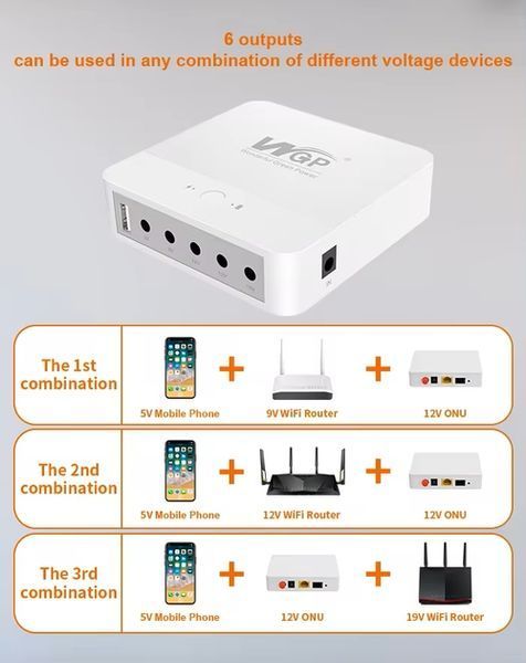 ДБЖ для роутера WGP UPS 203 на 13200 mAh 5V-19V