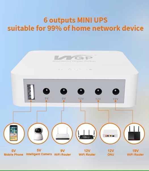 ДБЖ для роутера WGP UPS 203 на 13200 mAh 5V-19V