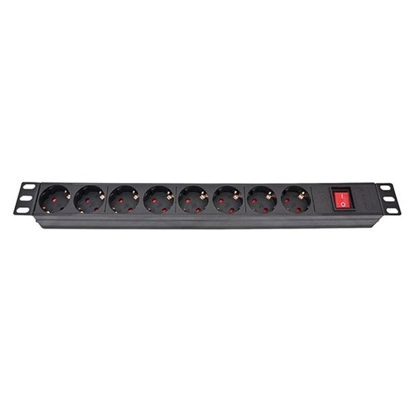 Блок розеток Atcom 1U 19" (PDU-8W-CN-WS) 8 розеток, з вимикачем, ал. корпус, німецький тип, без кабеля 502064 фото