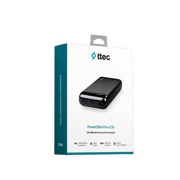 Універсальна мобільна батарея Ttec 20000mAh LCD PD Black (2BB186S) 2BB186S фото