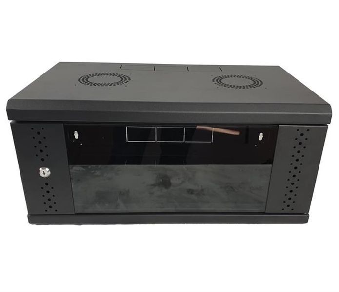 Шафа настінна EServer 19" 6U-600х500х370 (скло), чорна (ES-Е650B) 452677 фото