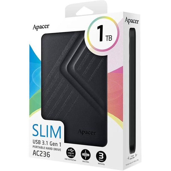 Зовнішній жорсткий диск 2.5" USB 1.0TB Apacer AC236 Black (AP1TBAC236B-1) AP1TBAC236B-1 фото