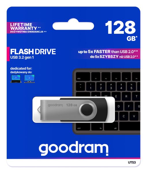 Флеш-накопичувач USB3.2 128GB Goodram UTS3 (Twister) Black (UTS3-1280K0R11) UTS3-1280K0R11 фото