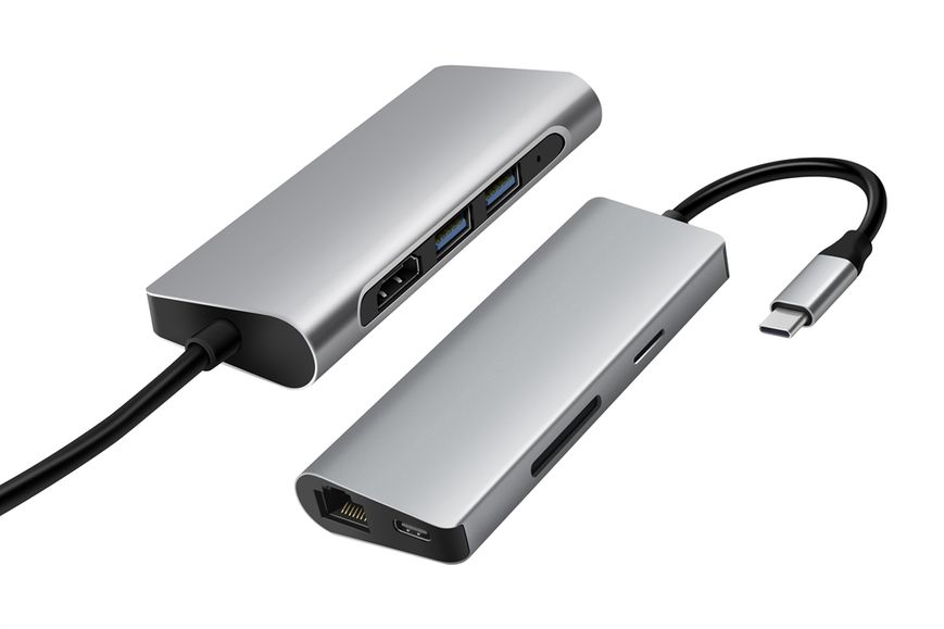 Док-станція ProLogix (PR-WUC-105B) 7 in 1 USB3.1 Type C to HDMI+2*USB3.0+PD+Lan+TF+SD PR-WUC-105B фото