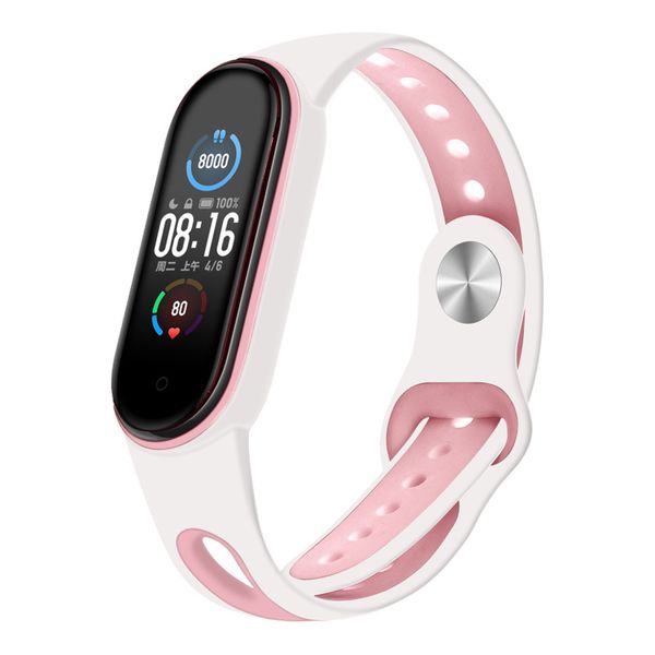 Ремінець BeCover Sport Style для Xiaomi Mi Smart Band 5/Mi Smart Band 6/Mi Smart Band 7 White-Pink (705174) 705174 фото