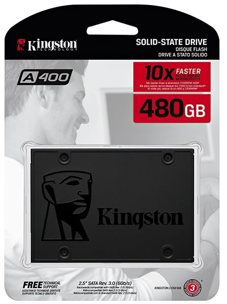 Накопичувач SSD 480GB Kingston SSDNow A400 2.5" SATAIII (SA400S37/480G) SA400S37/480G фото