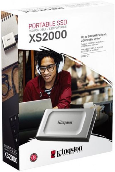 Накопичувач зовнішній SSD Portable USB 500GB Kingston XS2000 Silver (SXS2000/500G)