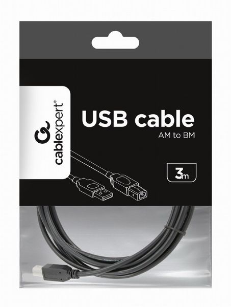 Кабель Cablexpert USB - USB Type-B V 2.0 (M/M), 3.0 м, чорний (CCP-USB2-AMBM-10) CCP-USB2-AMBM-10 фото