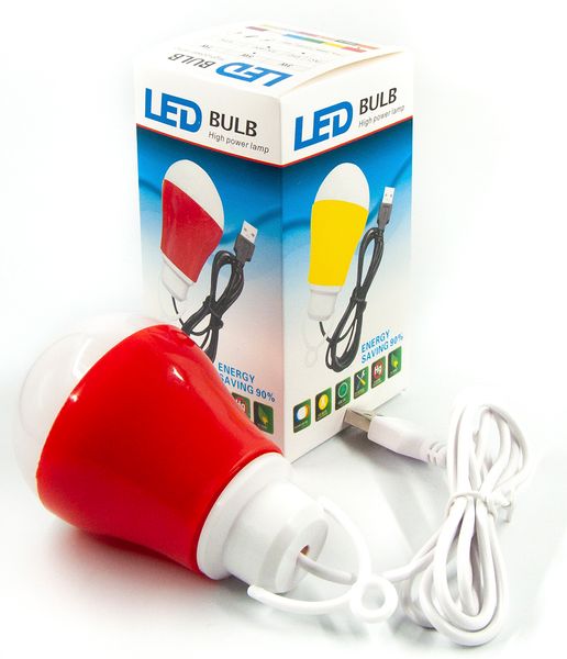 USB-світильник з LED-лампочкою Dengos, шнур ~1м, 5V, 5W, Red (LED-BULB-5V5W-RED) LED-BULB-5V5W-RED фото