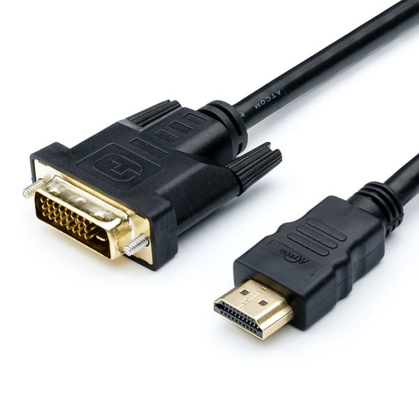 Кабель Atcom HDMI - DVI (M/M), single link, 24+1 pin, ферит, 1.8 м, Black (AT3808) 27622 фото