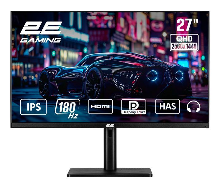 Монітор 2E GAMING 27" G2724B 2xHDMI, DP, IPS, 2560x1440, 180Hz, 1ms, FreeSync, HAS