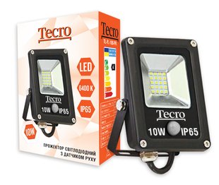 Світлодіодний прожектор Tecro TL-FL-10B-PR 10W 6400K з датчиком руху TL-FL-10B-PR фото