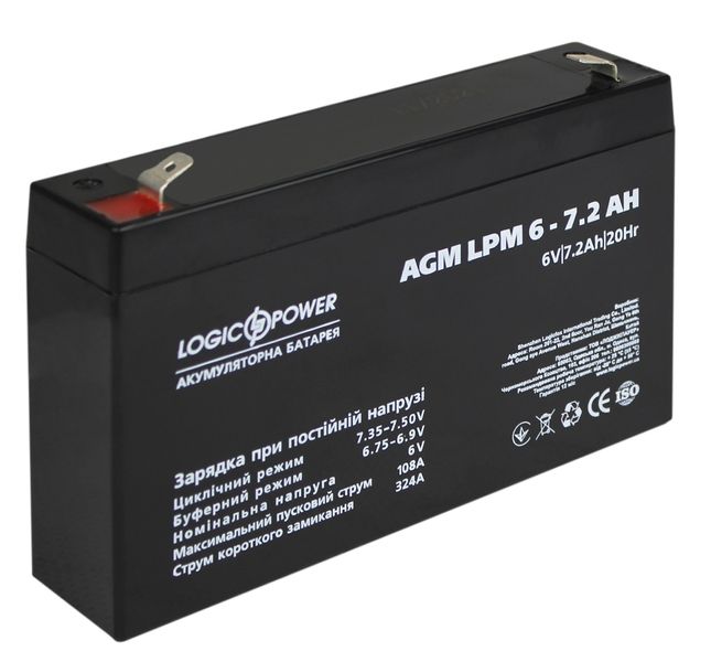 Акумуляторна батарея LogicPower LPM 6V 7.2AH (LPM 6 - 7.2 AH) AGM LP3859 фото